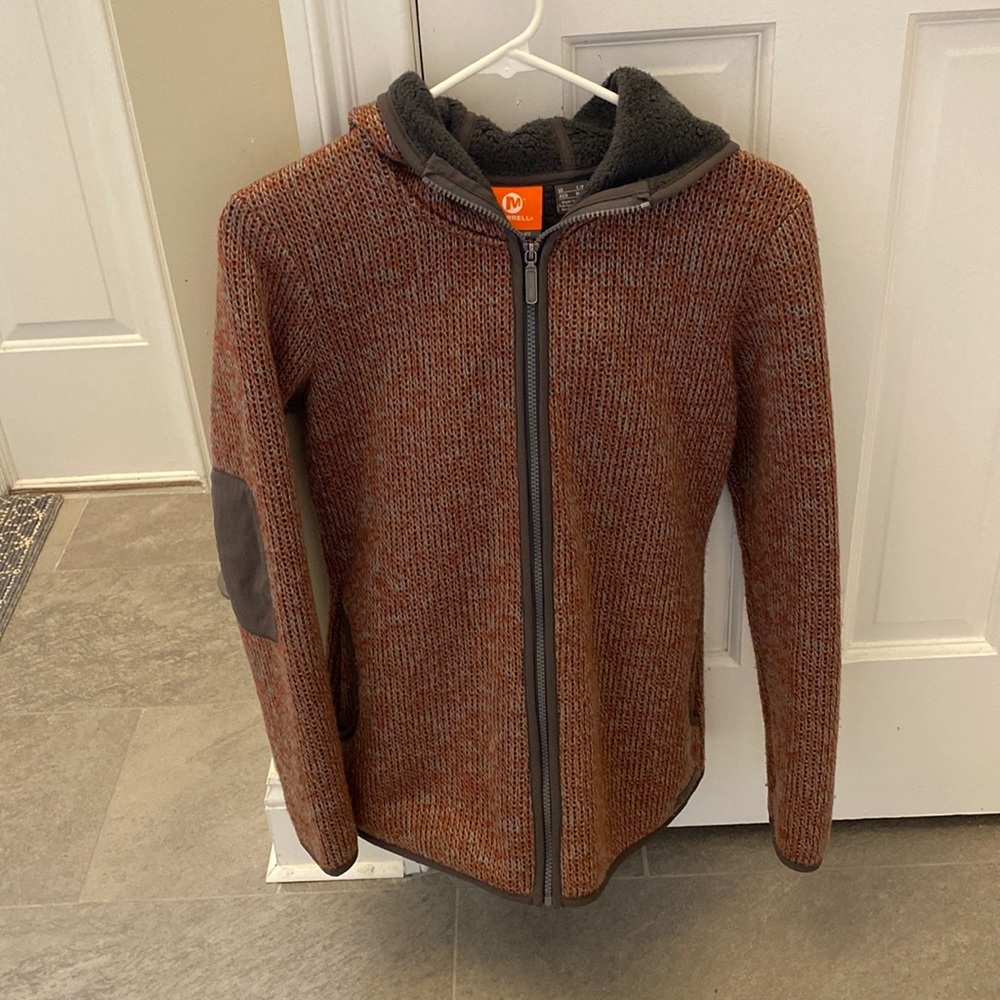 Merrell knit fleece jacket with hood Small